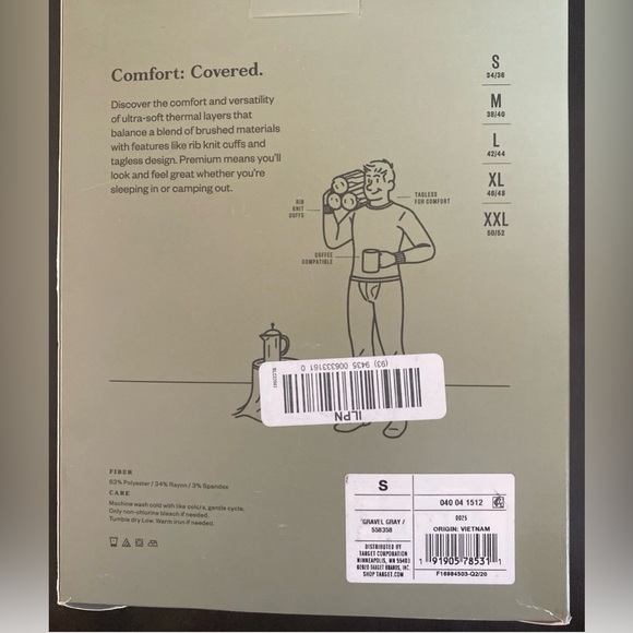 Goodfellow & Co Mens Size Small S Premium Ultra Soft Thermal Under Shirt Gray - Picture 2 of 4